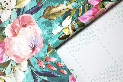Miniatura 8 de HAOKHOME Papel tapiz floral para despegar y pegar, verde azulado/rosa, extraíble, texturizado, para decoración de dormitorio, guardería, 17.7