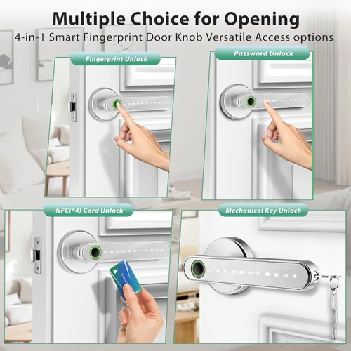 Miniatura 2 de Cerradura de puerta biométrica de huellas dactilares con teclado, entrada sin llave, cerraduras de puerta para dormitorios, hogar, hotel, oficina