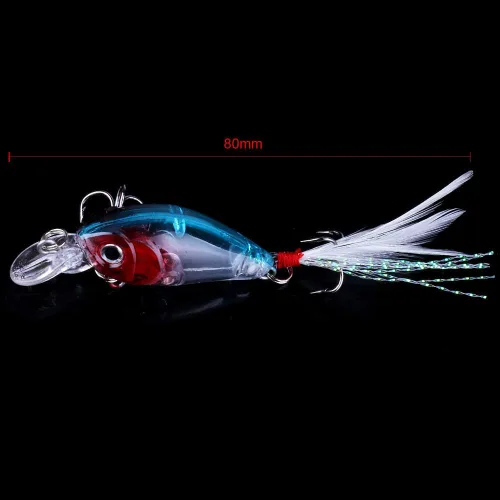 Miniatura 7 de Paquete de 5 señuelos de pesca Minnow cebo de manivela, señuelos de pesca para lubina, cebo artificial duro, señuelos de pesca Crankbait, ojos 3D