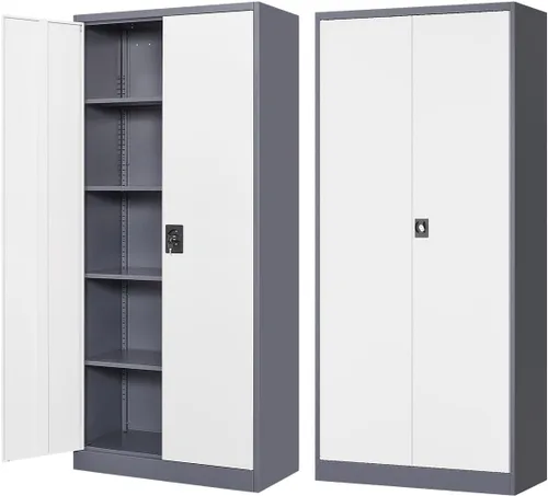 Miniatura 29 de Fesbos Armario de almacenamiento de metal, archivadores de acero de 36 pulgadas de alto con puertas con cerradura y estantes ajustables, gabinete