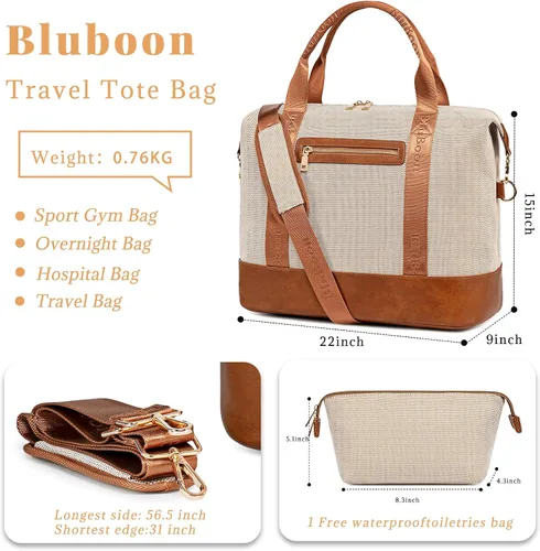 Miniatura 54 de BLUBOON Bolsas de viaje con cremallera, bolsa de lona para mujer, bolsa de fin de semana para mujer, bolsa de lona para llevar en la bolsa de lona