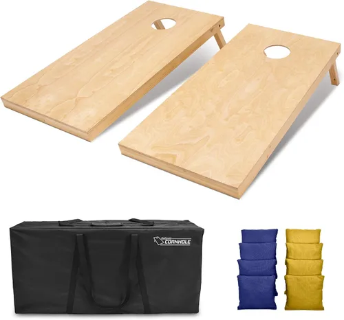 Miniatura 10 de GoSports 4 ft x 2 ft Regulation Size Wooden Cornhole Boards Set with Natural Wood Stain Finish - Includes Carrying Case Sin bolsas de frijol