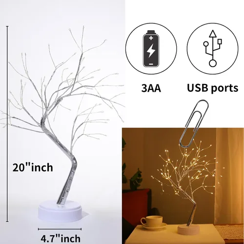 Miniatura 2 de Meonua Luces de árbol bonsái para decoración de Pascua, lámpara de árbol de luciérnaga de 20 pulgadas con 108 luces LED, alimentadas por