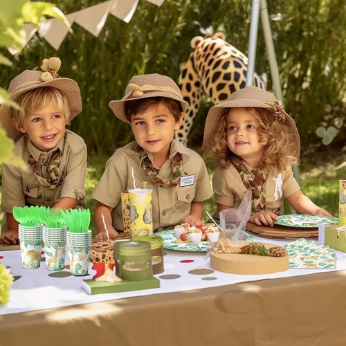 Miniatura 7 de Recuerdos de fiesta de safari dorados, suministros de fiesta de cumpleaños con temática de safari dorado (vajilla SAFARI)