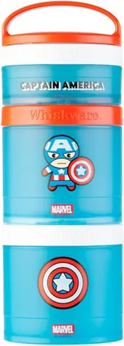 Whiskware - Marvel - Paquete de aperitivos apilables, 2 1/3 tazas, personaje del Capitán América Captain America