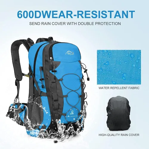 Miniatura 7 de INOXTO Mochila de senderismo ligera 35L/40L Mochila de día de senderismo con cubierta impermeable contra lluvia para viajes, camping al aire libre