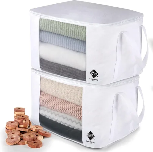 Miniatura 6 de Bolsas de almacenamiento de suéter de cachemira con protección contra polillas de cedro Bolsa de algodón transpirable y lavable Adecuado