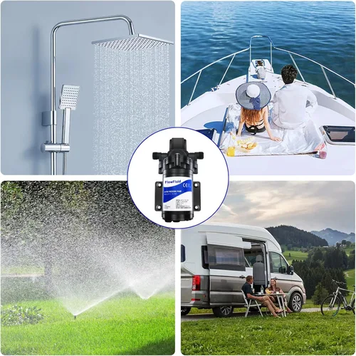 Miniatura 6 de Bomba de refuerzo de presión de agua de diafragma de 12 V CC para RV, bomba eléctrica autocebante de lavado de agua fresca de 45 PSI 4 GPM