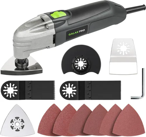 GALAX PRO Multiherramienta oscilante 22000 OPM 2.0A, ángulo oscilante de 3 grados con 3 hojas de sierra, 1 placa de lijado de hoja semicírcula, 6