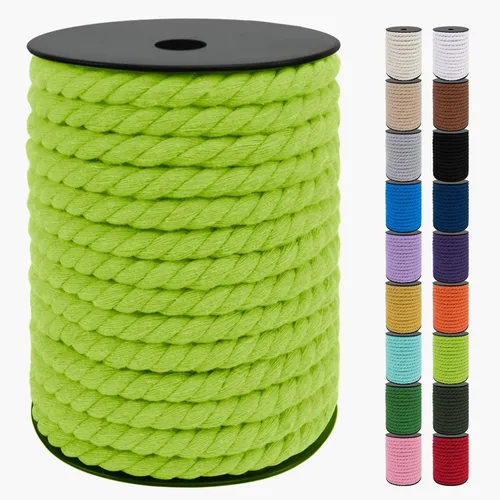 Miniatura 21 de JeogYong Cordón de macramé de 8mm, cuerda de lana de macramé de algodón natural de 131 pies, cordón de algodón trenzado de 3 hebras, hilo de macramé