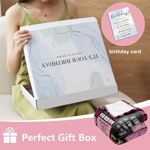 Miniatura 2 de Regalo de 50 cumpleaños para mujer y ella, manta de regalo de cumpleaños 50 Con caja de regalo, 50 x 60 pulgadas, lavable a máquina, transpirable