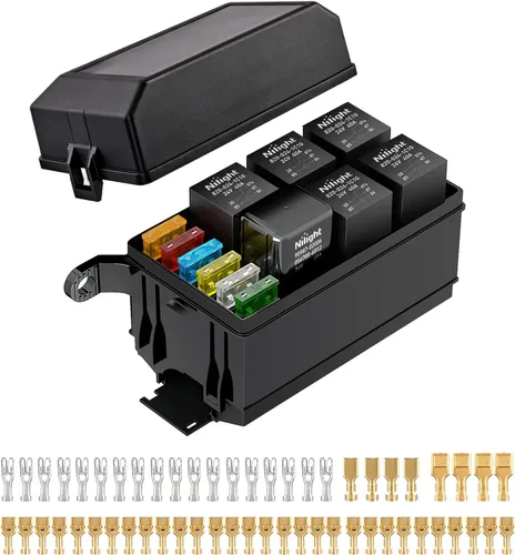 Miniatura 12 de Nilight Caja de relé de fusibles de 12 V, 6 relés, 6 ranuras ATC/ATO, portafusibles de cuchilla ATC/ATO, terminal de 4 pines, 5 pines, relé de 40 A