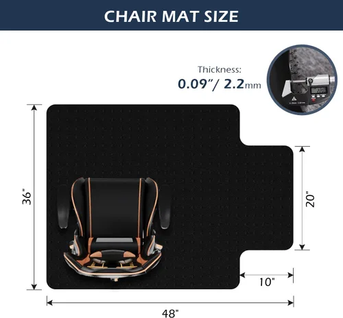Miniatura 2 de SALLOUS Tapete para silla de oficina para alfombra, 48" x 36" tapete resistente para sillas para suelos alfombrados, tapete de piso