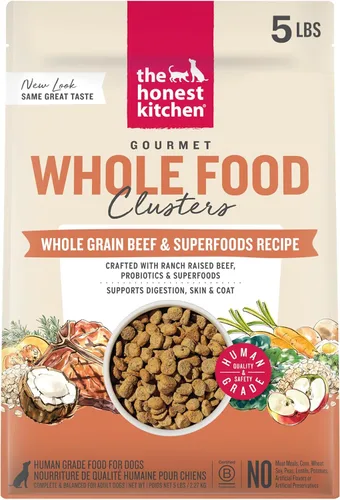 Miniatura 10 de The Honest Kitchen Alimento seco para perros en racimos de alimentos integrales de grado humano, carne de res y avena integrales, bolsa de 20 libras