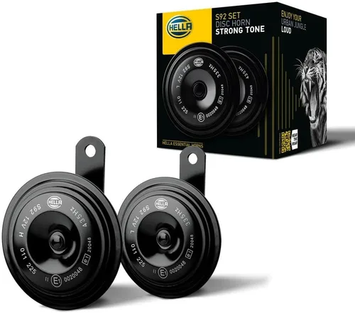 Miniatura 4 de HELLA 011225871 - Kit de bocinas de disco negras BX de 92 mm, 12 V (ajuste universal)