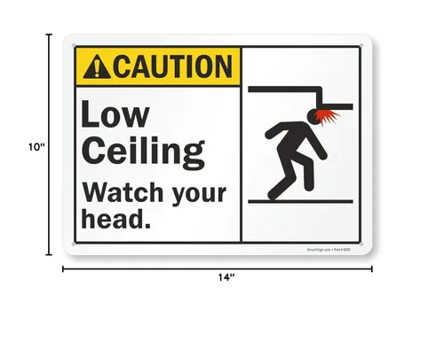 Miniatura 5 de SmartSign Cartel "Precaution - Low Ceiling, Watch Your Head" Plástico de 10 x 14 pulgadas (S2-0527-PL-14)