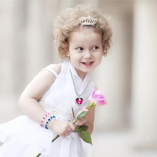 Miniatura 5 de Juego de 36 piezas de joyería de princesa para niñas de 4 a 6 años, disfraz de niños, joyería, collar, pulsera, anillos para niños pequeños, regalos