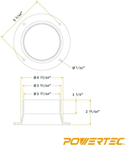 Miniatura 6 de POWERTEC 70126 Brida de entrada, 4 pulgadas OD Conector de conducto de recolección de polvo