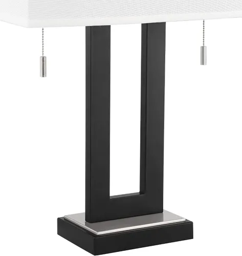Miniatura 8 de 360 Lighting Neil - Juego de 2 lámparas de mesa rectangulares rústicas modernas de 26 pulgadas de alto, cadena de tracción de puerto USB, pantalla