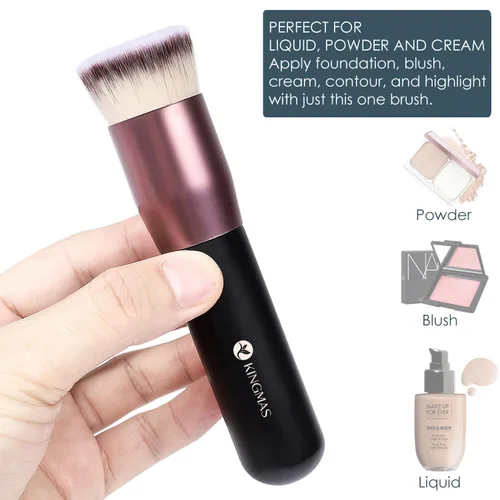 Miniatura 6 de KINGMAS Brochas de maquillaje de doble punta y brocha de base plana