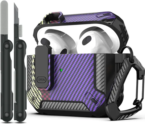 Miniatura 37 de RFUNGUANGO Funda para AirPod de 2ª generación con kit de limpieza, armadura protectora de carcasa dura militar con bloqueo para funda de carga