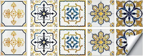 Miniatura 13 de 10 hojas de calcomanías para azulejos de 6 x 6 pulgadas, vinilo impermeable para cocina, baño, ducha, decoración de pared