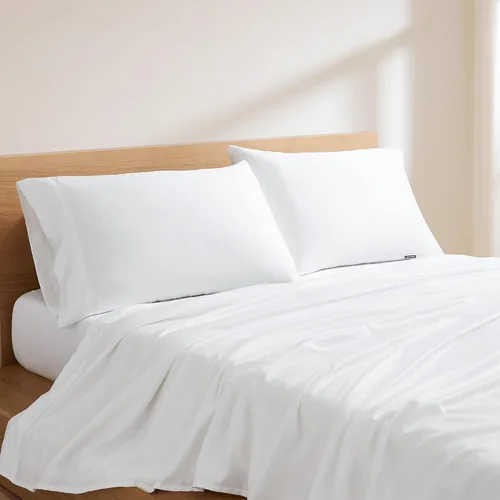 Miniatura 17 de SUPREME ELEGANCE Juego de sábanas de algodón cepillado de tejido de percal cepillado para cama de tamaño Queen, sábanas de bolsillo profundo