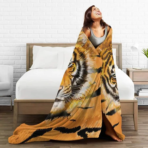 Miniatura 5 de Manta de tigre para aire acondicionado, suave, manta de franela para niños (50 x 40 pulgadas)
