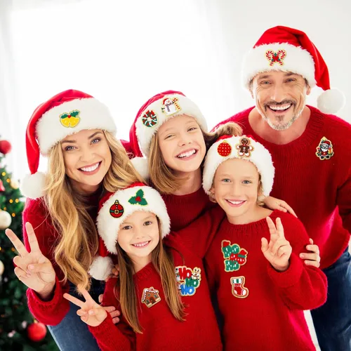 Miniatura 5 de 48 parches autoadhesivos para planchar, parches bordados de chenilla, parches para coser, apliques de Papá Noel, muñeco de nieve, pan de jengibre