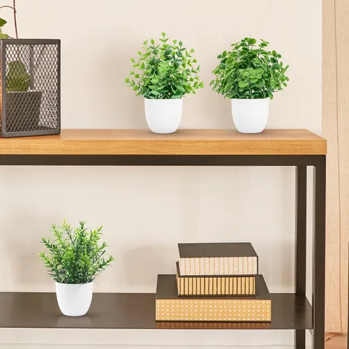 Miniatura 6 de Der Rose Paquete de 8 plantas falsas pequeñas artificiales en maceta para el hogar, oficina, granja, baño, dormitorio, decoración