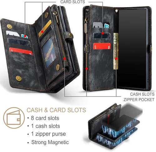 Miniatura 3 de Asuwish Funda para teléfono Samsung Galaxy Note 10 Plus Glaxay Note10+ 5G con cremallera, protector de pantalla de vidrio y tarjetero con tapa