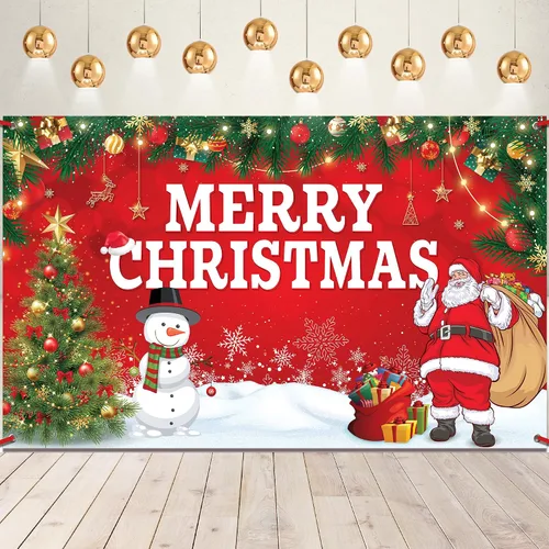 KatchOn, Cartel de Feliz Navidad para decoraciones navideñas, extragrande, 72 x 44 pulgadas, telón de fondo de Navidad para decoraciones de fiestas