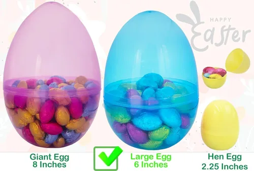 Miniatura 7 de The Dreidel Company Huevos de Pascua rellenables de 6 pulgadas, paquete de 12 unidades Jumbo translúcidos, coloridos de plástico para Pascua, se