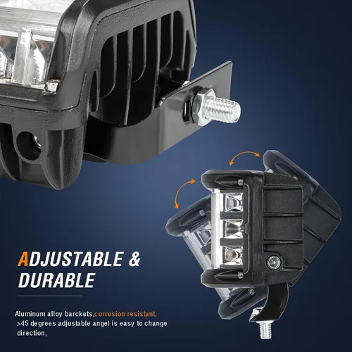 Miniatura 6 de AUTOXBERT 2 piezas de luces laterales de cápsulas, luces LED estroboscópicas de cubo de 4 pulgadas de doble cara para todo terreno con destello