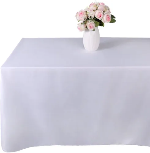 Miniatura 4 de GFCC Mantel cuadrado de poliéster blanco de 120 x 120 pulgadas. Decoración de mesa para fiestas