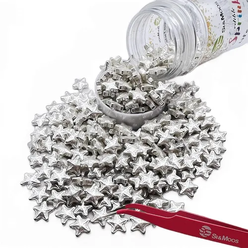 Miniatura 13 de SE Si&Moos Gránulos de estrellas blancas para decoración de pasteles, decoración de pasteles de estrellas, estrellas blancas comestibles grandes