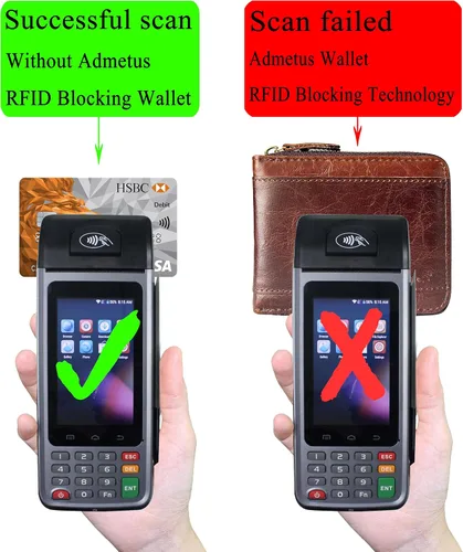 Miniatura 41 de Admetus Billeteras con bloqueo RFID para hombre, billetera de cuero con cremallera para hombres con tarjetero RFID plegable