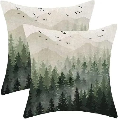 Miniatura 26 de AEIOAE Juego de 2 fundas de almohada de Navidad de 12 x 20 pulgadas, color rojo ciervo, alce y ciervo, fundas decorativas de lino de Navidad