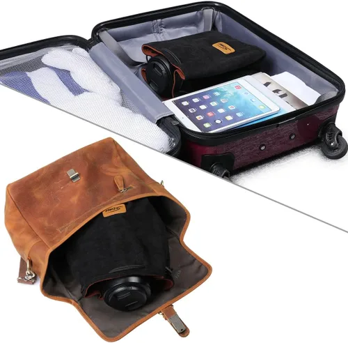 Miniatura 6 de S-ZONE Bolsa suave para cámara DSLR, bolsa de inserción con cordón, funda de lente compatible con Canon Nikon Sony Negro