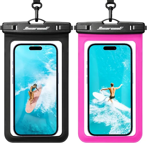 Miniatura 21 de Hiearcool Bolsa impermeable para teléfono, funda impermeable para teléfono con cordón cruzado compatible con iPhone 17, 16, 15, 14, 13 Pro Max de 2