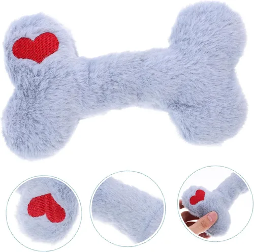 Miniatura 2 de ORFOFE Interactive Plush Squeaky Dog with Blue Heart Bone for Puppy Teething and Chewing Washable Sound for Dogs Stimulates Intelligence and
