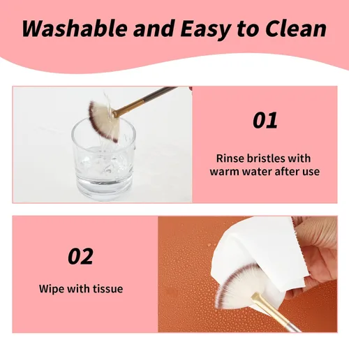 Miniatura 7 de Amaxiu Cepillos de ventilador para tratamientos faciales, ultra delgados y suaves cepillos aplicadores de ventilador facial, cepillo profesional