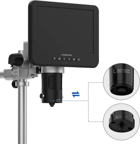Miniatura 9 de LM246MS Microscopio digital HDMI de 3 lentes de 7 pulgadas para soldar, soporte de brazo de brazo de pluma de 13 pulgadas, video UHD 2160P 2000X
