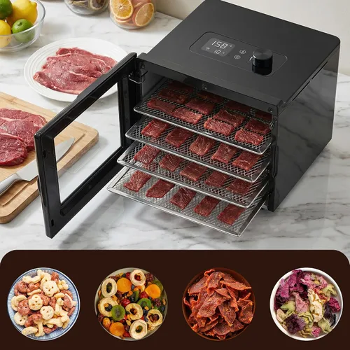 Miniatura 4 de Elite Gourmet - Deshidratador de alimentos, bandejas de acero inoxidable, controles de temperatura ajustables, aperitivos de jerky, hierbas, frutas