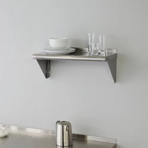 Miniatura 2 de ROCKPOINT Estante de acero inoxidable de 12 x 24 pulgadas, 250 libras, estantes comerciales de metal NSF para montaje en pared, estantería flotante
