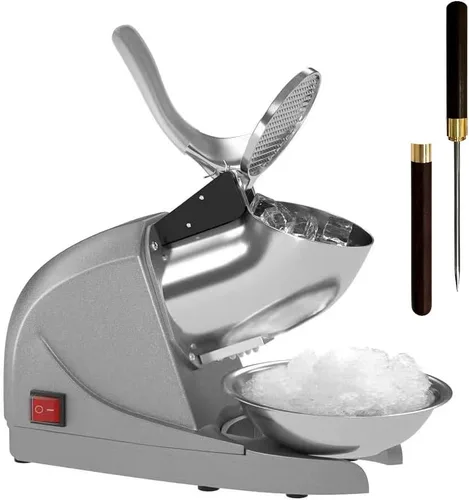 OKF Máquina de afeitar de hielo para evitar salpicaduras, máquina eléctrica de hielo afeitado de 3 cuchillas, máquina de afeitar de hielo de 380 W,