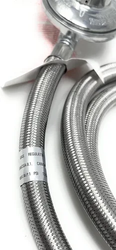 Miniatura 5 de QCC-3/8 Regulador universal de propano de baja presión QCC1 con manguera trenzada de acero inoxidable [949-033] para la mayoría de parrillas de gas