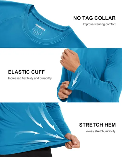 Miniatura 34 de MAGCOMSEN Camisas de manga larga para hombre, protección solar UPF 50+, camisetas atléticas para senderismo, correr, entrenamiento, protección