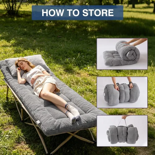 Miniatura 6 de Almohadilla Gruesa para Dormir de Campamento - Almohadillas de Cuna de Campamento de Pelusa de Cordero para Adultos, Colchoneta Suave para Dormir