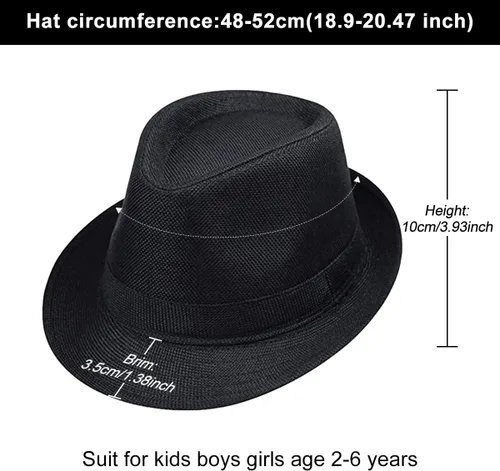 Miniatura 2 de ECYC Sombreros de jazz para niños, gorras de lino de color sólido para niños
